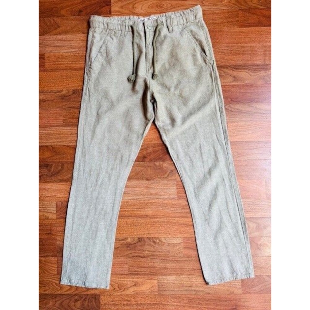 Private Member PM‎ Brand Linen Blend Pants XL Green Drawstring Style 82142